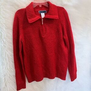 Karen Scott Sweater with half zip Long Sleeve Red Size Medium